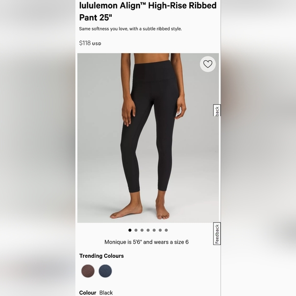 lululemon athletica Pants - Lululemon Aligned Train Ribbed High Rise 25 Sz 8 Black Brand New W/Tags MSRP$118